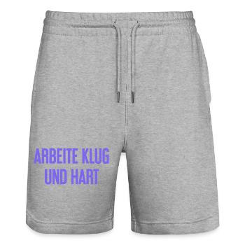 Work Smart And Hard – Success Motto For Doers - Stanley/Stella Trainer Unisex Organic Jogging Shorts - heather grey - Front - Nik (191cm) & Marisol (170cm)