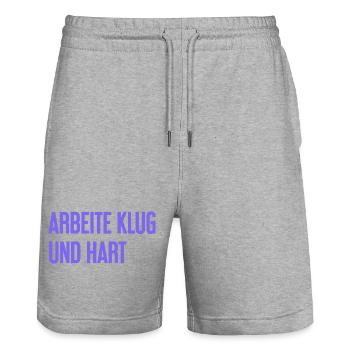 Work Smart And Hard – Success Motto For Doers - Stanley/Stella Trainer Unisex Organic Jogging Shorts - heather grey - Front - Nik (191cm) & Marisol (170cm)
