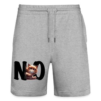 NO - Cat - Statement - Stanley/Stella Unisex Bio Joggingshorts Trainer  - Grau meliert - Vorne - Nik (191cm) & Marisol (170cm)