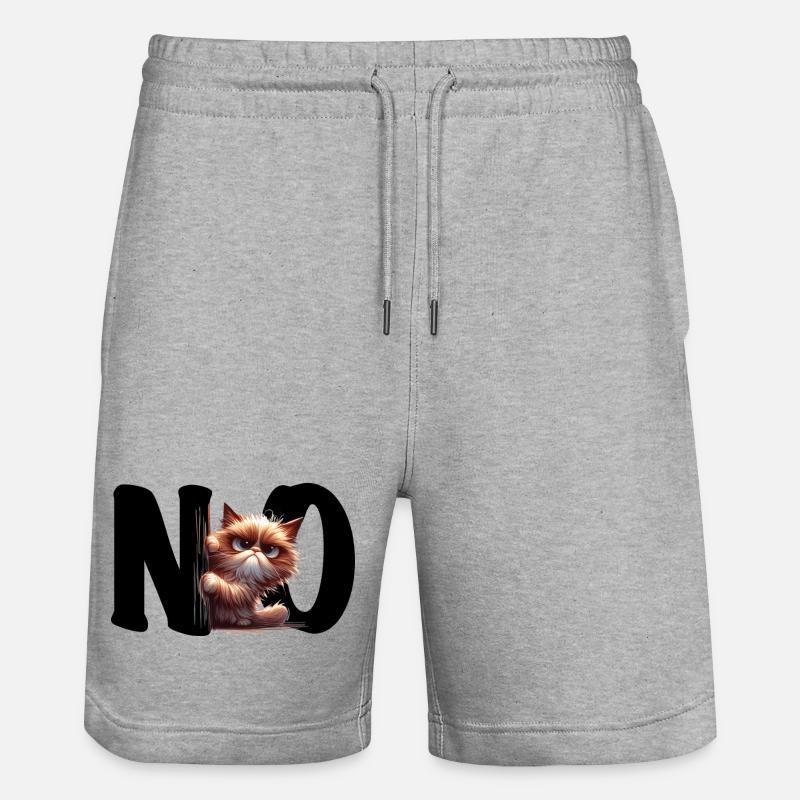 NO - Cat - Statement - Stanley/Stella Unisex Bio Joggingshorts Trainer  - Grau meliert