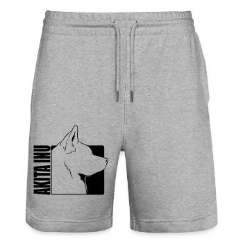 Akita Inu Profil Hunde Hund Wilsigns - Stanley/Stella Unisex Bio Joggingshorts Trainer  - Grau meliert - Vorne - Nik (191cm) & Marisol (170cm)