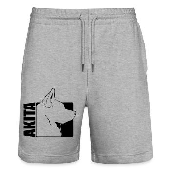Akita Profil Hunde Hund Wilsigns - Stanley/Stella Unisex Bio Joggingshorts Trainer  - Grau meliert - Vorne - Nik (191cm) & Marisol (170cm)