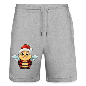 Biene Weihnachten - Stanley/Stella Unisex Bio Joggingshorts Trainer  - Grau meliert - Vorne - Nik (191cm) & Marisol (170cm)