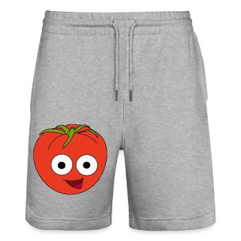 Tomate mit Gesicht - Stanley/Stella Unisex Bio Joggingshorts Trainer  - Grau meliert - Vorne - Nik (191cm) & Marisol (170cm)