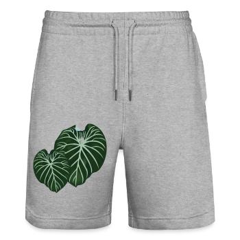 Philodendron Gloriosum - Short de jogging bio TRAINER Stanley/Stella unisexe - gris chiné - Devant - Nik (191cm) & Marisol (170cm)