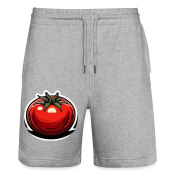 Food / Vegetables / Market / Vitamins / Design - Stanley/Stella Trainer Unisex Organic Jogging Shorts - heather grey - Front - Nik (191cm) & Marisol (170cm)
