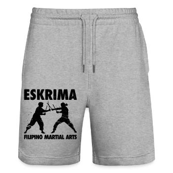 Eskrima - Cadeau d’arts martiaux philippins - Short de jogging bio TRAINER Stanley/Stella unisexe - gris chiné - Devant - Nik (191cm) & Marisol (170cm)