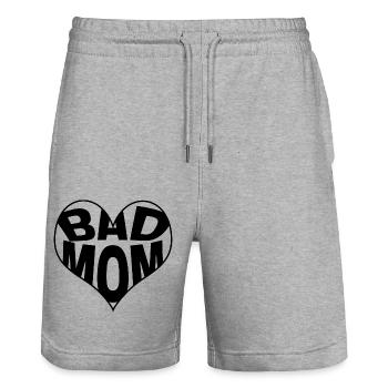 Bad Moms Herz Logo - Stanley/Stella Unisex Bio Joggingshorts Trainer  - Grau meliert - Vorne - Nik (191cm) & Marisol (170cm)