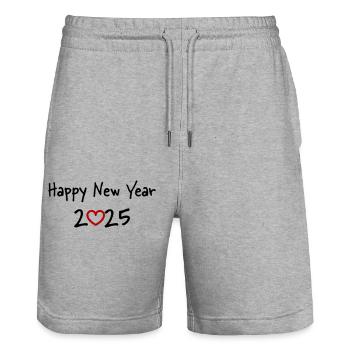 Happy New Year 2025 Heart - Stanley/Stella Unisex Bio Joggingshorts Trainer  - Grau meliert - Vorne - Nik (191cm) & Marisol (170cm)