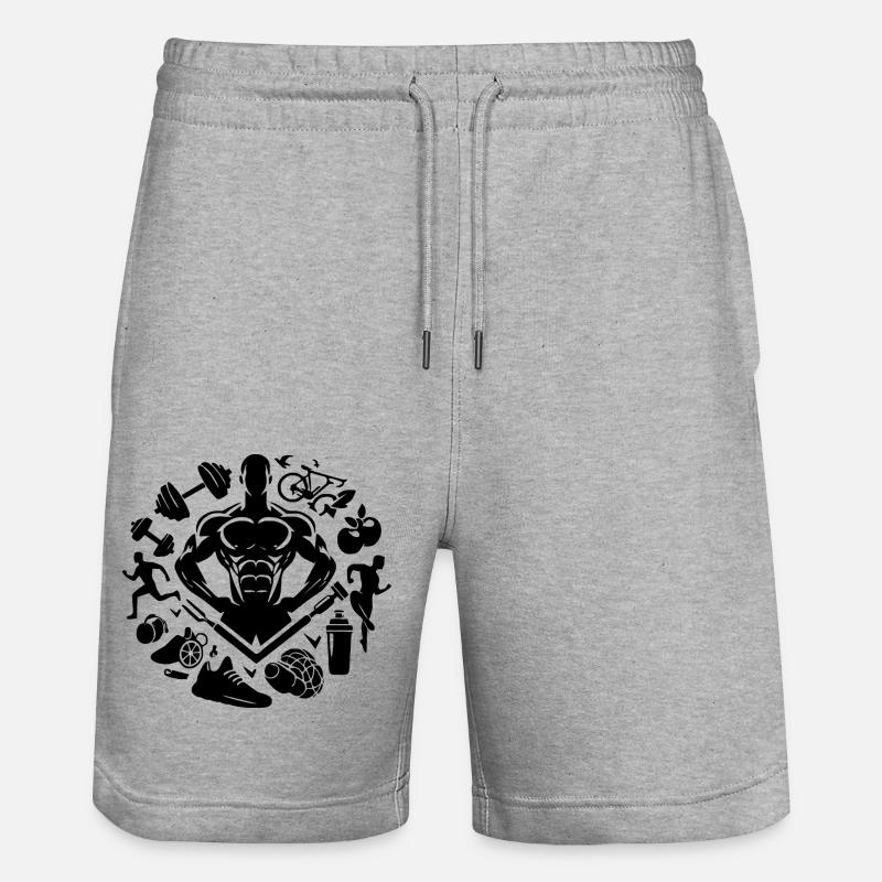 Bodybuilder - Stanley/Stella Unisex Bio Joggingshorts Trainer  - Grau meliert