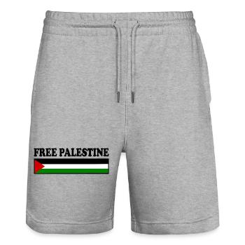 Free palestine - Short de jogging bio TRAINER Stanley/Stella unisexe - gris chiné - Devant - Nik (191cm) & Marisol (170cm)