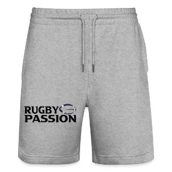Rugby - Stanley/Stella Trainer Unisex Organic Jogging Shorts - heather grey - Front - Nik (191cm) & Marisol (170cm)