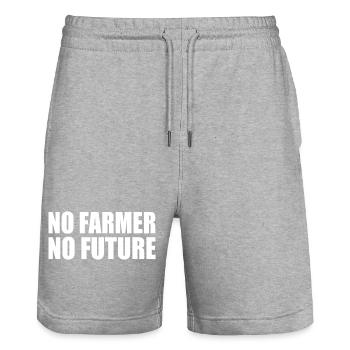 no farmer no future - Short de jogging bio TRAINER Stanley/Stella unisexe - gris chiné - Devant - Nik (191cm) & Marisol (170cm)