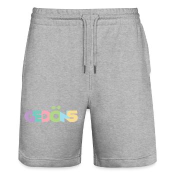 Gedöns - Farbenfrohes Pastell-Statement-Shirt - Stanley/Stella Unisex Bio Joggingshorts Trainer  - Grau meliert - Vorne - Nik (191cm) & Marisol (170cm)