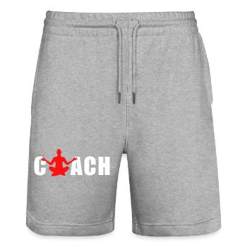 Yoga Coach - Stanley/Stella Trainer Unisex Organic Jogging Shorts - heather grey - Front - Nik (191cm) & Marisol (170cm)