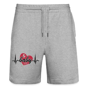 ECG Curve - Heart Curve - Baby 2025 - Pregnant - Stanley/Stella Trainer Unisex Organic Jogging Shorts - heather grey - Front - Nik (191cm) & Marisol (170cm)