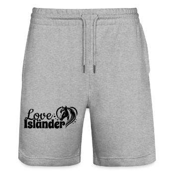 Isländer Love Herz Pferdekopf - Stanley/Stella Unisex Bio Joggingshorts Trainer  - Grau meliert - Vorne - Nik (191cm) & Marisol (170cm)
