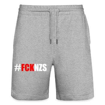 Fck nzs - Stanley/Stella Unisex Bio Joggingshorts Trainer  - Grau meliert - Vorne - Nik (191cm) & Marisol (170cm)