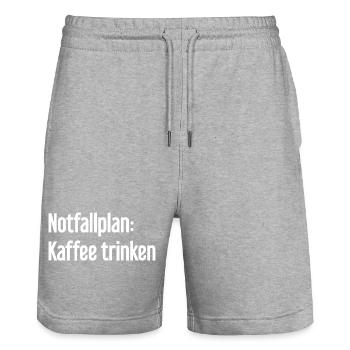 Coffee Contingency Plan - Stanley/Stella Trainer Unisex Organic Jogging Shorts - heather grey - Front - Nik (191cm) & Marisol (170cm)