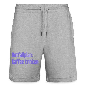Kaffee-Notfallplan - Stanley/Stella Unisex Bio Joggingshorts Trainer  - Grau meliert - Vorne - Nik (191cm) & Marisol (170cm)