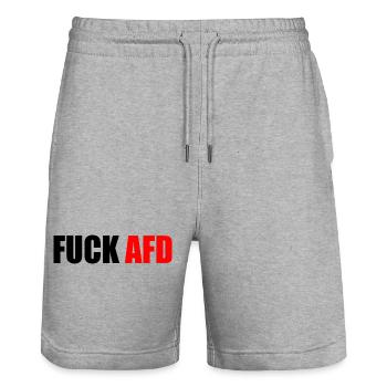 Fuck afd - Stanley/Stella Trainer Unisex Organic Jogging Shorts - heather grey - Front - Nik (191cm) & Marisol (170cm)