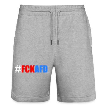 Fck afd - Stanley/Stella Unisex Bio Joggingshorts Trainer  - Grau meliert - Vorne - Nik (191cm) & Marisol (170cm)