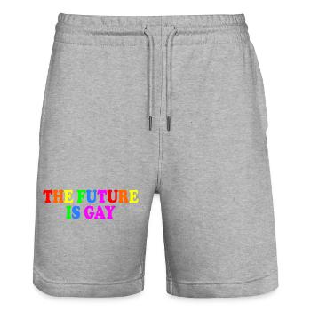 The future is gay - Stanley/Stella Trainer Unisex Organic Jogging Shorts - heather grey - Front - Nik (191cm) & Marisol (170cm)