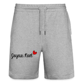 WEIHNACHTEN. FROHE WEIHNACHTEN. FROHE WEIHNACHTEN. WEIHNACHTSMANN - Stanley/Stella Unisex Bio Joggingshorts Trainer  - Grau meliert - Vorne - Nik (191cm) & Marisol (170cm)