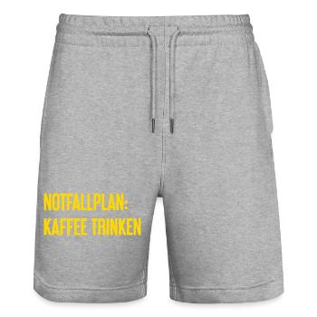 Kaffee-Notfallplan - Stanley/Stella Unisex Bio Joggingshorts Trainer  - Grau meliert - Vorne - Nik (191cm) & Marisol (170cm)