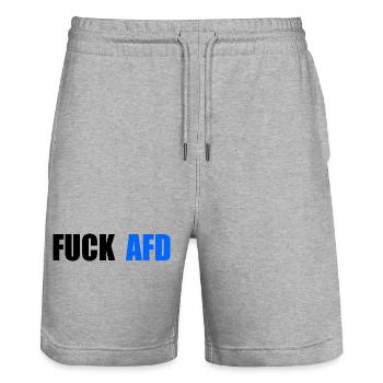 Fuck afd - Stanley/Stella Trainer Unisex Organic Jogging Shorts - heather grey - Front - Nik (191cm) & Marisol (170cm)