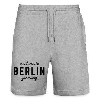 Berlin Deutschland Fan Flagge Design T Shirt - Stanley/Stella Unisex Bio Joggingshorts Trainer  - Grau meliert - Vorne - Nik (191cm) & Marisol (170cm)