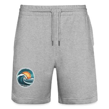 Surfer Logo #12 | Hoodie / T-Shirt - Stanley/Stella Trainer Unisex Organic Jogging Shorts - heather grey - Front - Nik (191cm) & Marisol (170cm)