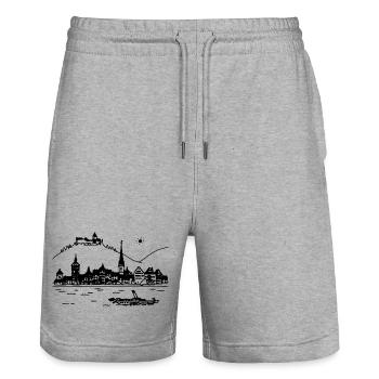 Stein am Rhein - Stanley/Stella Unisex Bio Joggingshorts Trainer  - Grau meliert - Vorne - Nik (191cm) & Marisol (170cm)