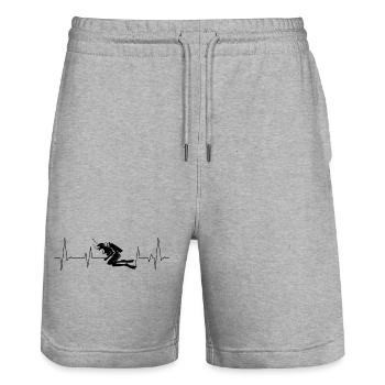 Tauchen herzschlag scuba diving herzlinie - Stanley/Stella Unisex Bio Joggingshorts Trainer  - Grau meliert - Vorne - Nik (191cm) & Marisol (170cm)
