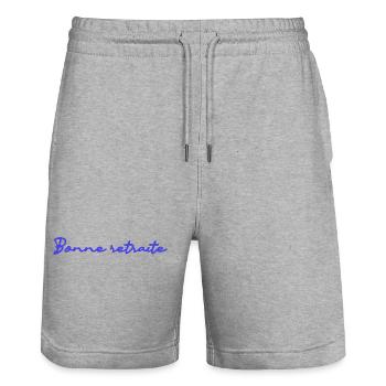RETRAITE. RETRAITE. RETRAITEE. RETRAITE. COLLEGUE - Short de jogging bio TRAINER Stanley/Stella unisexe - gris chiné - Devant - Nik (191cm) & Marisol (170cm)