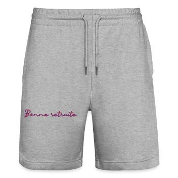 RETRAITE. RETRAITE. RETRAITEE. RETRAITE - Short de jogging bio TRAINER Stanley/Stella unisexe - gris chiné - Devant - Nik (191cm) & Marisol (170cm)