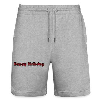 ALLES GUTE ZUM GEBURTSTAG. ALLES GUTE ZUM GEBURTSTAG. JAHRESTAG. - Stanley/Stella Unisex Bio Joggingshorts Trainer  - Grau meliert - Vorne - Nik (191cm) & Marisol (170cm)