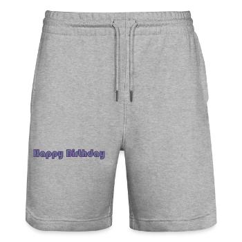 ALLES GUTE ZUM GEBURTSTAG. ALLES GUTE ZUM GEBURTSTAG. JAHRESTAG. - Stanley/Stella Unisex Bio Joggingshorts Trainer  - Grau meliert - Vorne - Nik (191cm) & Marisol (170cm)