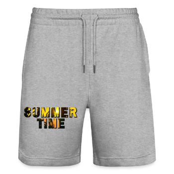 Summer Time Urlaubsmotiv mit Palmen - Stanley/Stella Unisex Bio Joggingshorts Trainer  - Grau meliert - Vorne - Nik (191cm) & Marisol (170cm)