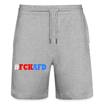 Fck afd - Stanley/Stella Unisex Bio Joggingshorts Trainer  - Grau meliert - Vorne - Nik (191cm) & Marisol (170cm)