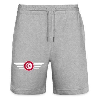 Tunesien Stil Design T-Shirt - Stanley/Stella Unisex Bio Joggingshorts Trainer  - Grau meliert - Vorne - Nik (191cm) & Marisol (170cm)