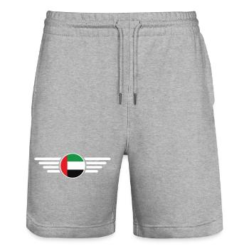 United Arab Emirates Style Design T-Shirt - Stanley/Stella Trainer Unisex Organic Jogging Shorts - heather grey - Front - Nik (191cm) & Marisol (170cm)