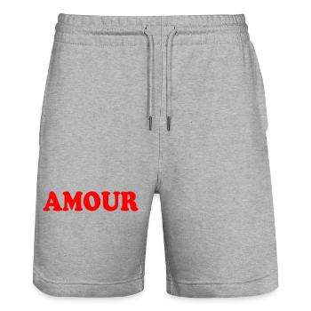 Amour - Short de jogging bio TRAINER Stanley/Stella unisexe - gris chiné - Devant - Nik (191cm) & Marisol (170cm)