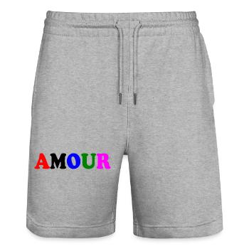Amour - Stanley/Stella Unisex Bio Joggingshorts Trainer  - Grau meliert - Vorne - Nik (191cm) & Marisol (170cm)