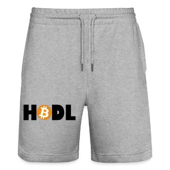 Bitcoin Revolution – Tenez l’avenir - Short de jogging bio TRAINER Stanley/Stella unisexe - gris chiné - Devant - Nik (191cm) & Marisol (170cm)
