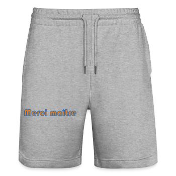 MAÎTRE. MERCI. MERCI MAÎTRE. MAITRE. CADEAU MAÎTRE - Short de jogging bio TRAINER Stanley/Stella unisexe - gris chiné - Devant - Nik (191cm) & Marisol (170cm)