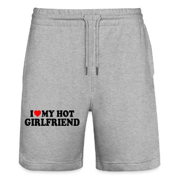 i love my hot girlfriend - Stanley/Stella Unisex Bio Joggingshorts Trainer  - Grau meliert - Vorne - Nik (191cm) & Marisol (170cm)
