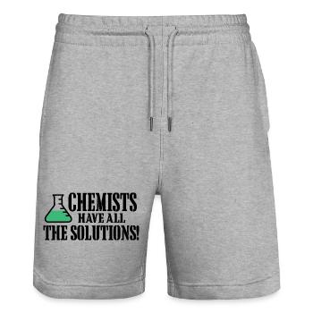 Les chimistes ont toutes les solutions - Short de jogging bio TRAINER Stanley/Stella unisexe - gris chiné - Devant - Nik (191cm) & Marisol (170cm)