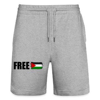 Free palestine - Short de jogging bio TRAINER Stanley/Stella unisexe - gris chiné - Devant - Nik (191cm) & Marisol (170cm)
