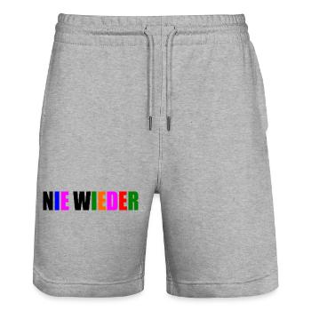 Nie wieder - Stanley/Stella Unisex Bio Joggingshorts Trainer  - Grau meliert - Vorne - Nik (191cm) & Marisol (170cm)